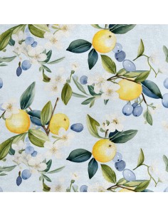 Royal Samt Stoff Polyester Zum Nähen - Motiv Zitronen - RDX2846