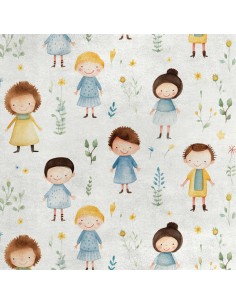 Royal Samt Stoff Polyester Zum Nähen - Motiv Kinder - RDX2401