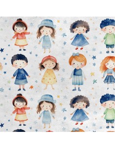 Royal Samt Stoff Polyester Zum Nähen - Motiv Kinder - RDX2799