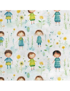 Royal Samt Stoff Polyester Zum Nähen - Motiv Kinder - RDX2979