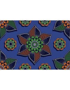 OUTDOOR DEKOSTOFFE OXFORD - Motiv geometrisches Muster von Blumen auf blauem I DR246