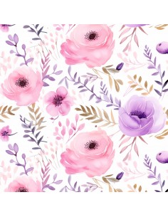 Royal Samt Stoff Polyester Zum Nähen - Motiv Blumen - RDX2556