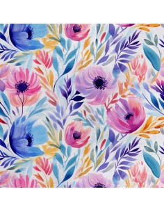 Royal Samt Stoff Polyester Zum Nähen - Motiv Blumen - RDX2591