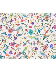 OUTDOOR DEKOSTOFFE OXFORD - Motiv Blumen und Pfauenfeder I DR250
