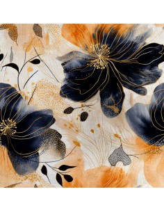 Royal Samt Stoff Polyester Zum Nähen - Motiv Blumen - RDX2750