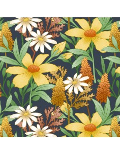 OUTDOOR DEKOSTOFFE OXFORD - Motiv gelbe Blumen I DR262