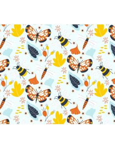 OUTDOOR DEKOSTOFFE OXFORD - Motiv Schmetterlinge und Bienen I DR265