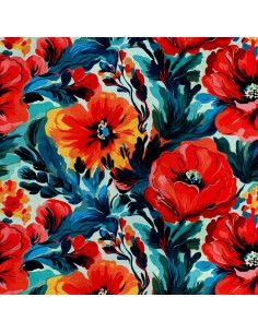 Royal Samt Stoff Polyester Zum Nähen - Motiv Blumen - RDX3034
