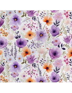 Royal Samt Stoff Polyester Zum Nähen - Motiv Blumen - RDX3049