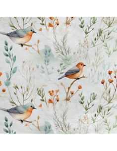 Royal Samt Stoff Polyester Zum Nähen - Motiv Vögel - RDX2115