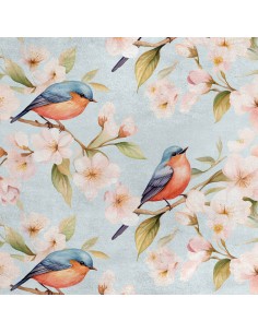 Royal Samt Stoff Polyester Zum Nähen - Motiv Vögel - RDX2252
