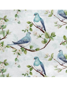 Royal Samt Stoff Polyester Zum Nähen - Motiv Vögel - RDX2745