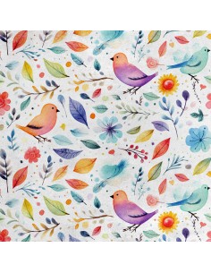 Royal Samt Stoff Polyester Zum Nähen - Motiv Vögel - RDX2747