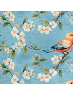 Royal Samt Stoff Polyester Zum Nähen - Motiv Vögel - RDX2790