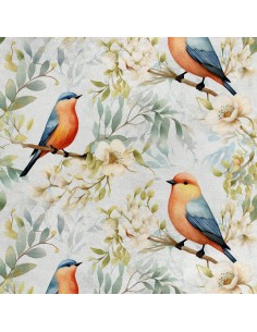 Royal Samt Stoff Polyester Zum Nähen - Motiv Vögel - RDX2977