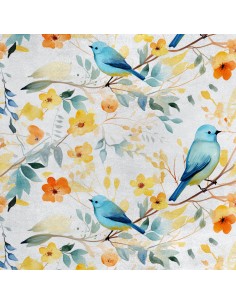 Royal Samt Stoff Polyester Zum Nähen - Motiv Vögel - RDX3050
