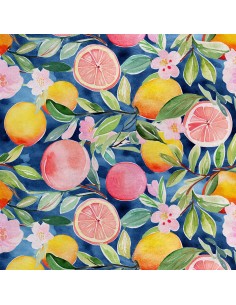 Royal Samt Stoff Polyester Zum Nähen - Motiv Obst - RDX2341