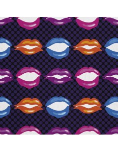 OUTDOOR DEKOSTOFFE OXFORD - Motiv Lippen und lila Punkte I DX006