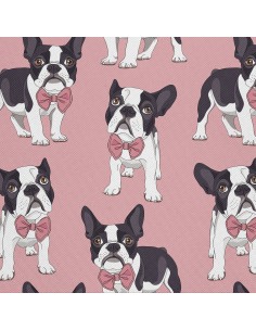 OUTDOOR DEKOSTOFFE OXFORD - Motiv Bulldogge mit einer Fliege I DX012