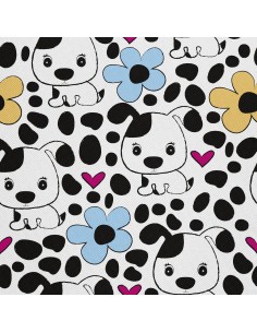 OUTDOOR DEKOSTOFFE OXFORD - Motiv Hunde und Blumen I DX037