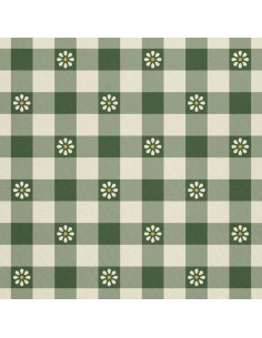 OUTDOOR DEKOSTOFFE OXFORD - Motiv Gänseblümchen kariert I DX044