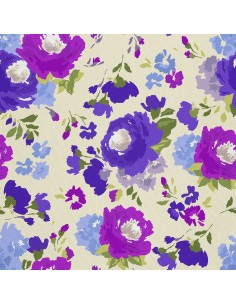 OUTDOOR DEKOSTOFFE OXFORD - Motiv gemalte Blumen 5 I DX088